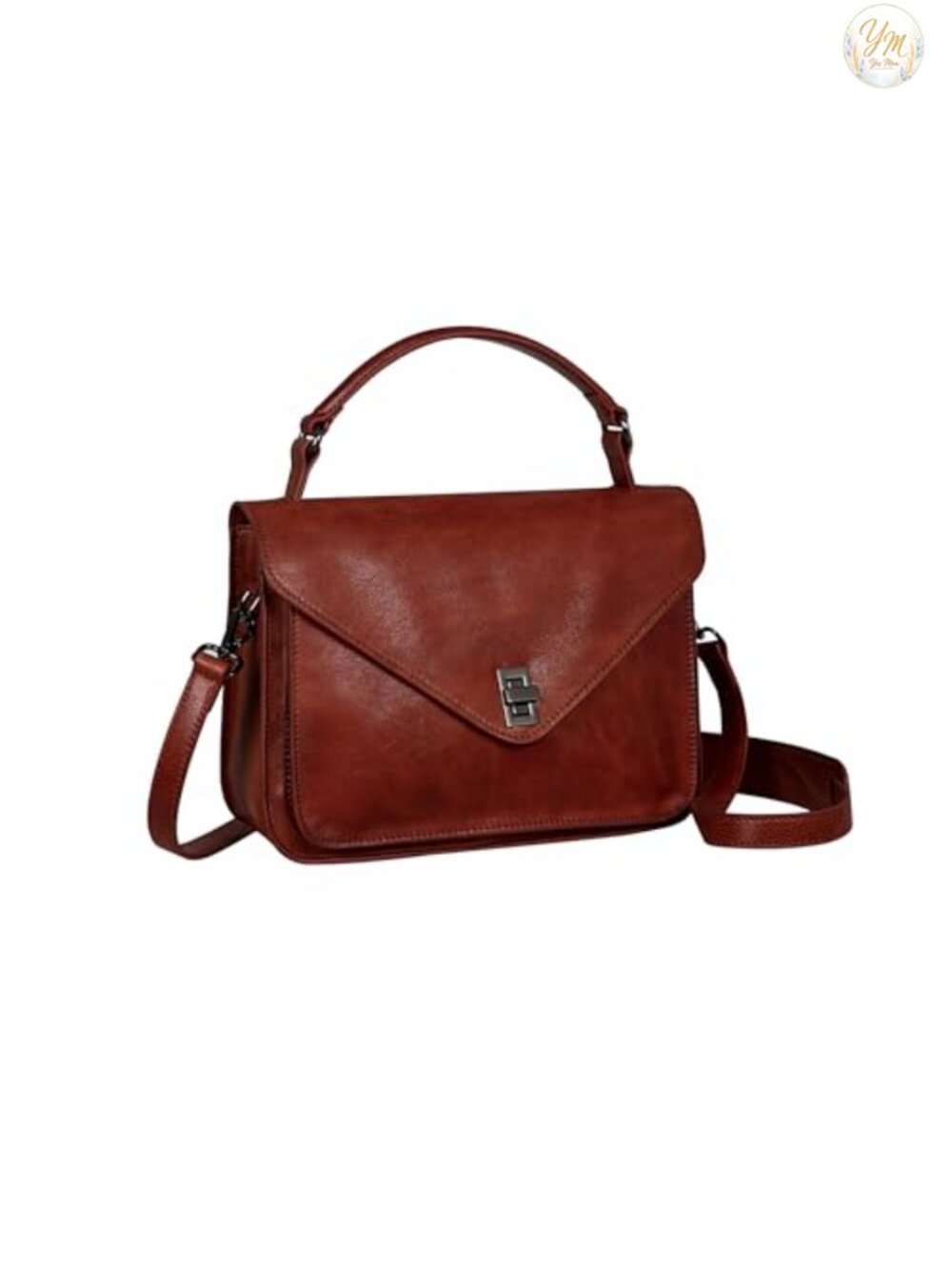 Genuine Leather Shoulder Bag Women Satchel Purse Crossbody Detachable Strap